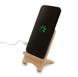 Składana bambusowa ładowarka bezprzewodowa 10W B’RIGHT, stojak na telefon