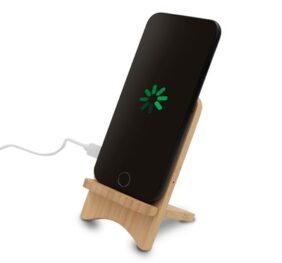 Składana bambusowa ładowarka bezprzewodowa 10W B’RIGHT, stojak na telefon