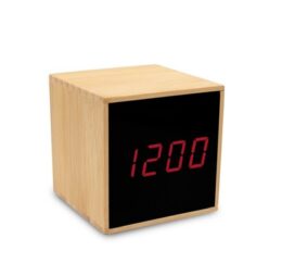 Bambusowy zegar na biurko z alarmem