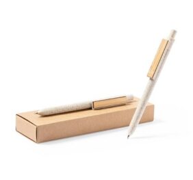 Zestaw piśmienny ze słomy pszenicznej, długopis i ołówek mechaniczny
